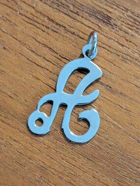 Vintage 925 Sterling Silver Cursive Letter A Initial Pendant Charm Monogram
